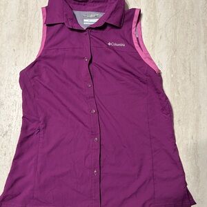 Columbia Purple Sleeveless Button Down Shirt